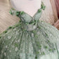 Elegant Sage Green Applique Off-the-shoulder Sweet 16 Quinceanera A-Line Tulle Floor-length Prom Dress Birthday Dress Evening Dress Ball Gown DP6506