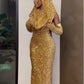 Bezauberndes glitzerndes Meerjungfrau-Neckholder-Ballkleid mit Pailletten und Perlen, Partykleid, Abendkleid DP6473