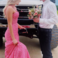 Charming Red Mermaid Backless Tulle Long Prom Dress,DP956
