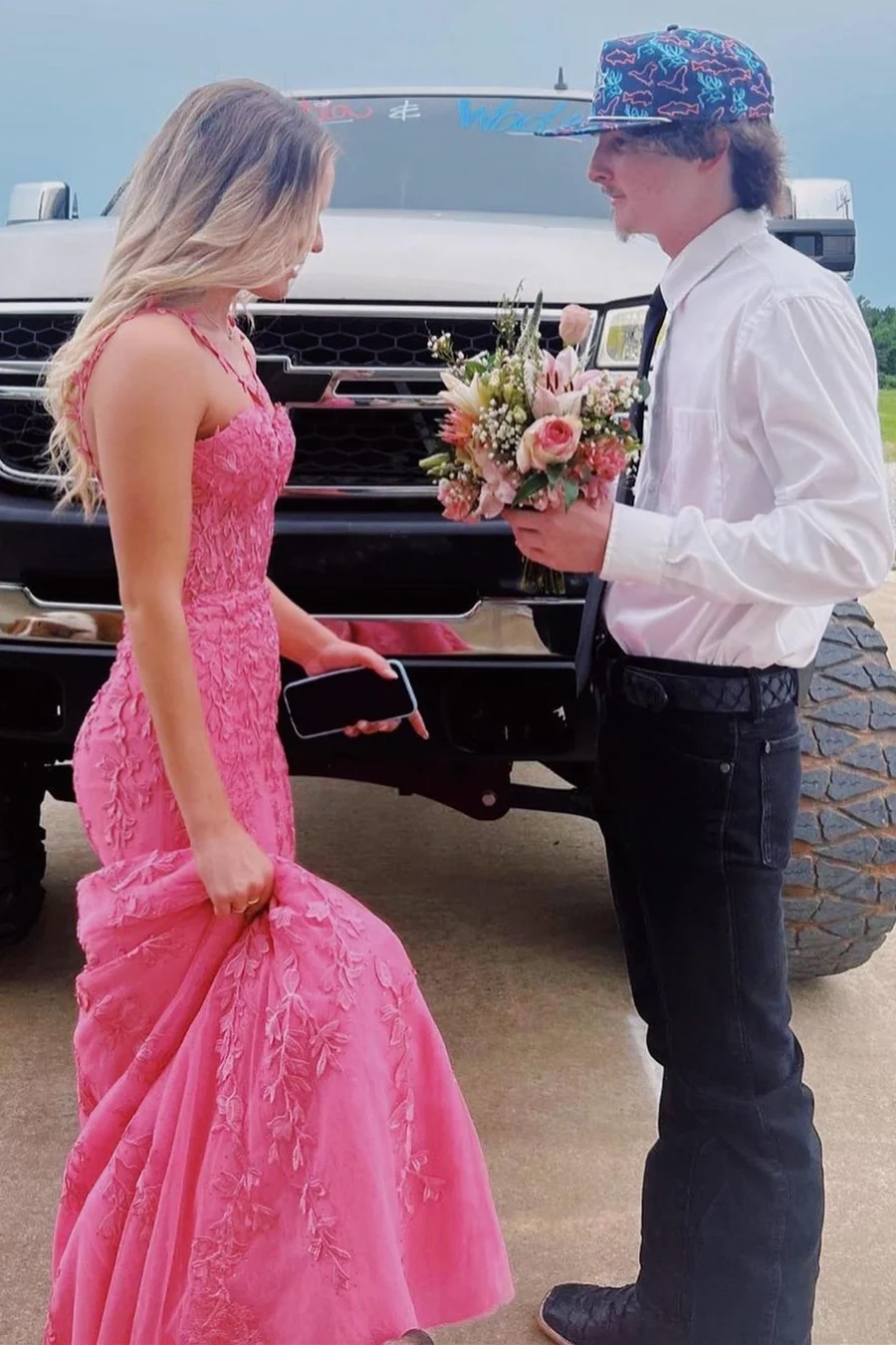 Charming Red Mermaid Backless Tulle Long Prom Dress,DP956