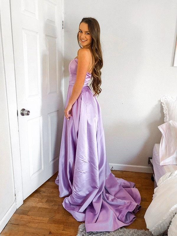 Simple A-line High Side Slit Long Evening Prom Dresses Prom Dresses,DP0147