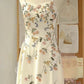 Vintage Beige Spaghetti Strap Floral Applique Design Elegant A-Line Evening Dress Prom Dress DP6109
