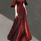 Vintage Burgundy Spaghetti Strap Mermaid Design Elegant Satin Evening Dress Prom Dress DP6107