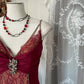 Elegant Burgundy V-neck Spaghetti Strap Lace Mermaid Prom Dress Evening Dress DP6326
