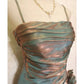 Vintage Elegant Spaghetti Strap Mermaid Ruffles Prom Dress Evening Dress DP6331
