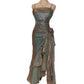 Vintage Elegant Spaghetti Strap Mermaid Ruffles Prom Dress Evening Dress DP6331