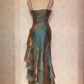Vintage Elegant Spaghetti Strap Mermaid Ruffles Prom Dress Evening Dress DP6331