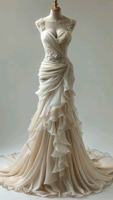 Vintage Sweetheart Meerjungfrau Rüschen Design Wunderschönes A-Linie Chiffon Spitzen Brautkleid, DP6120