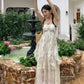 Floral Ruffle Design Halter Dress Elegant A-line Chiffon Evening Party Dress DP6129