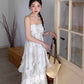 Floral Ruffle Design Halter Dress Elegant A-line Chiffon Evening Party Dress DP6129