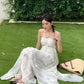 Floral Ruffle Design Halter Dress Elegant A-line Chiffon Evening Party Dress DP6129