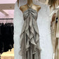 Floral Ruffle Design Halter Dress Elegant A-line Chiffon Evening Party Dress DP6129