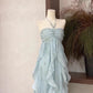 Floral Ruffle Design Halter Dress Elegant A-line Chiffon Evening Party Dress DP6129
