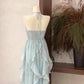 Floral Ruffle Design Halter Dress Elegant A-line Chiffon Evening Party Dress DP6129