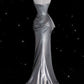 Retro Silvery Strapless Mermaid High Slit Prom Dress Evening Dress DP6352