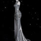 Retro Silvery Strapless Mermaid High Slit Prom Dress Evening Dress DP6352