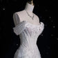 Elegantes, funkelndes, schulterfreies Prinzessinnen-Brautkleid im Meerjungfrauen-Design mit Pailletten, DP6117