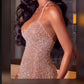 Enchanting Silvery Shiny Sequin Mermaid Halter-neck Long Prom Dress Evening Dress DP6333