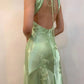 Enchanting V-neck Embroidery Spaghetti Strap Satin Mermaid Prom Dress Evening Dress DP6327