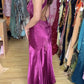 Enchanting V-neck Embroidery Spaghetti Strap Satin Mermaid Prom Dress Evening Dress DP6327
