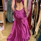 Enchanting V-neck Embroidery Spaghetti Strap Satin Mermaid Prom Dress Evening Dress DP6327