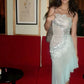 Enchanting Shiny Sequin Strapless Ruffles Irregular Hem Mermaid Chiffon Prom Dress Evening Dress DP6338