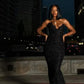 Sexy Black Glittering Sequined Beaded Sweetheart Strapless Mermaid Floor-length High Slit Prom Dress Evening Dress DP6330