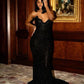 Sexy Black Glittering Sequined Beaded Sweetheart Strapless Mermaid Floor-length High Slit Prom Dress Evening Dress DP6330