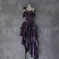 Retro Spaghetti Strap Irregular Ruffled Detachable Rose Design Elegant Satin Evening Dress Prom Dress DP6112