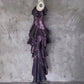 Retro Spaghetti Strap Irregular Ruffled Detachable Rose Design Elegant Satin Evening Dress Prom Dress DP6112