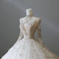 Vintage Sparkling Beaded Ball Gown Design A-Line Long-sleeved Princess Wedding Dress, DP6115