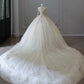 Vintage Sparkling Beaded Ball Gown Design A-Line Long-sleeved Princess Wedding Dress, DP6115