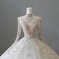 Vintage Sparkling Beaded Ball Gown Design A-Line Long-sleeved Princess Wedding Dress, DP6115