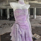 Retro Light Purple A-line Spaghetti Strap Short Lilac Homecoming Dress 17th Birthday Dress DP6043