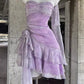 Retro Light Purple A-line Spaghetti Strap Short Lilac Homecoming Dress 17th Birthday Dress DP6043
