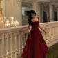 Retro Burgundy Maxi Length Design Elegant A-Line Evening Dress Prom Dress DP6110