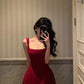 Retro Burgundy Maxi Length Design Elegant A-Line Evening Dress Prom Dress DP6110