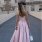Elegant Pink Sweetheart Strapless Corset Satin Floor Length Ball Gown DP8662