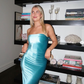 Charming Fuchsia Strapless Velvet Sexy Sheath Long Party Dress, DP2404