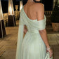 Elegant Sage Green One-Shoulder Chiffon Lace Appliques Sheath Prom Dress DP8486