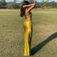 Robe de bal vintage en satin, fourreau, bretelles spaghetti, robe de soirée longue, robe formelle DP6695