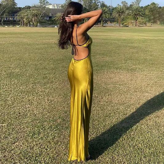 Robe de bal vintage en satin, fourreau, bretelles spaghetti, robe de soirée longue, robe formelle DP6695