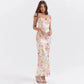 Vintage Floral Sweetheart Prom Dress Sheath Spaghetti Strap Evening Dress Long Formal Dress DP6691