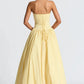 Charmantes, blassgelbes, trägerloses Ballkleid in A-Linie, trägerloses Abendkleid mit Schnürung, formelles Kleid DP6688