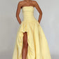 Charmantes, blassgelbes, trägerloses Ballkleid in A-Linie, trägerloses Abendkleid mit Schnürung, formelles Kleid DP6688