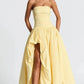 Charmantes, blassgelbes, trägerloses Ballkleid in A-Linie, trägerloses Abendkleid mit Schnürung, formelles Kleid DP6688