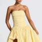 Charmantes, blassgelbes, trägerloses Ballkleid in A-Linie, trägerloses Abendkleid mit Schnürung, formelles Kleid DP6688