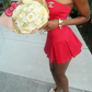 Charming Red Strapless Pleated Black Girl Short Party Dress, DP2782