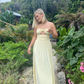 Light Yellow Backless A-Line Long Party Dress with Slit, DP2457