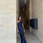 Navy Blue One Shoulder Simple Party Dress,DP1048
